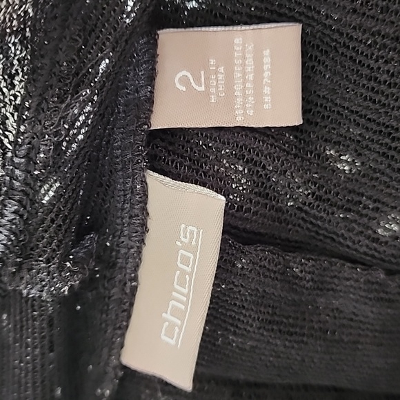 Chico's Metallic Silver & Black Cardigan/Wrap.  Size 2 - Picture 3 of 6